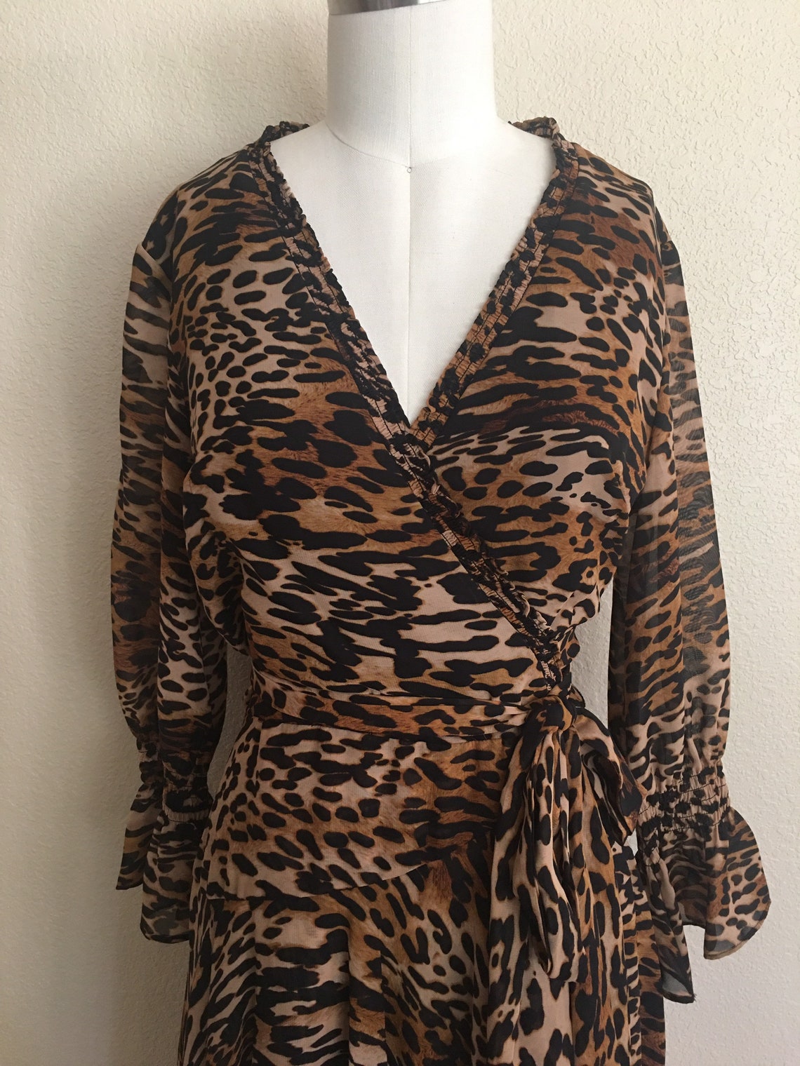 Vintage Tahari Dress Chiffon Leopard dress Chiffon Cheetah | Etsy