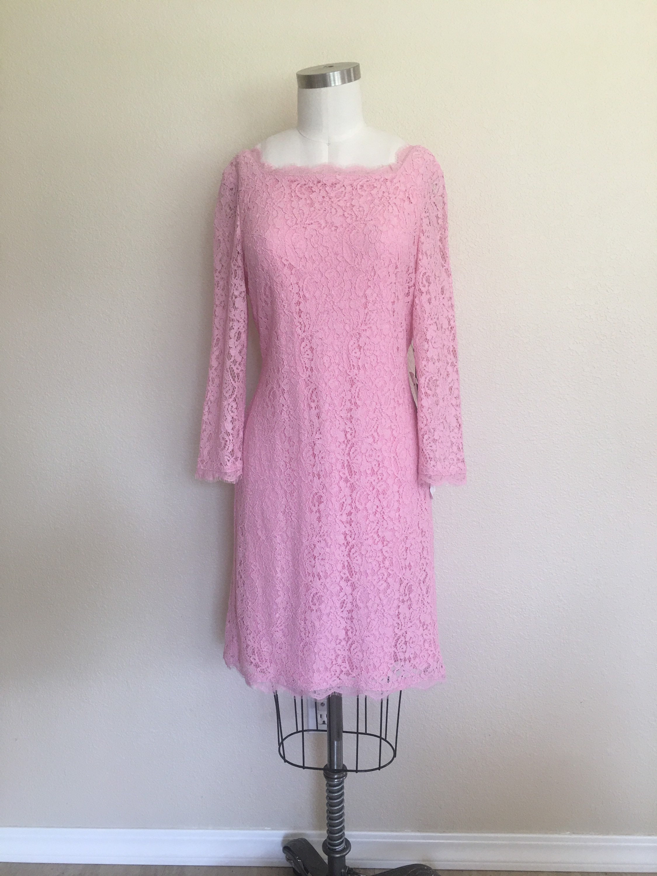 Adrianna Papell Blush Pink Lace Dress 