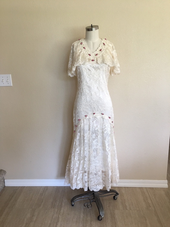 cream mid length dress