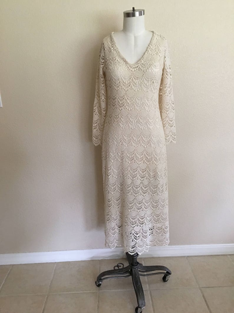 S 2 Tea Length Cream Cotton Dress Bohemian Cotton Wedding Etsy