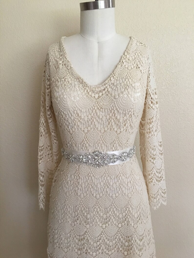 S 2 Tea Length Cream Cotton Dress Bohemian Cotton Wedding Etsy