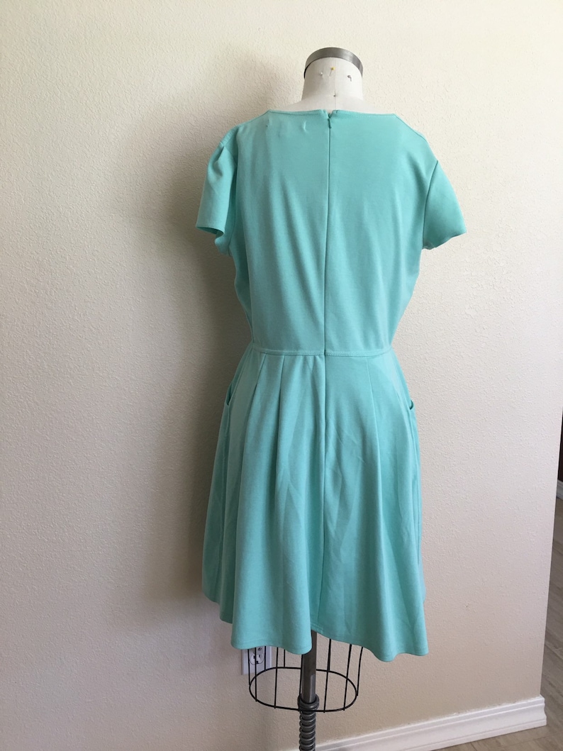 soft teal green dress thick and stretchy size 8-10 Aqua green mint green modest dress seafoam