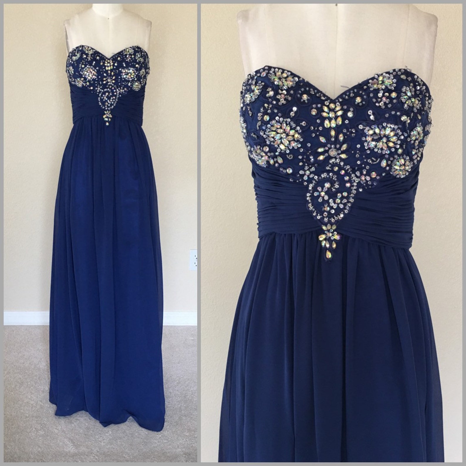 Royal Blue Dress Blue Chiffon Blue Prom Blue Etsy