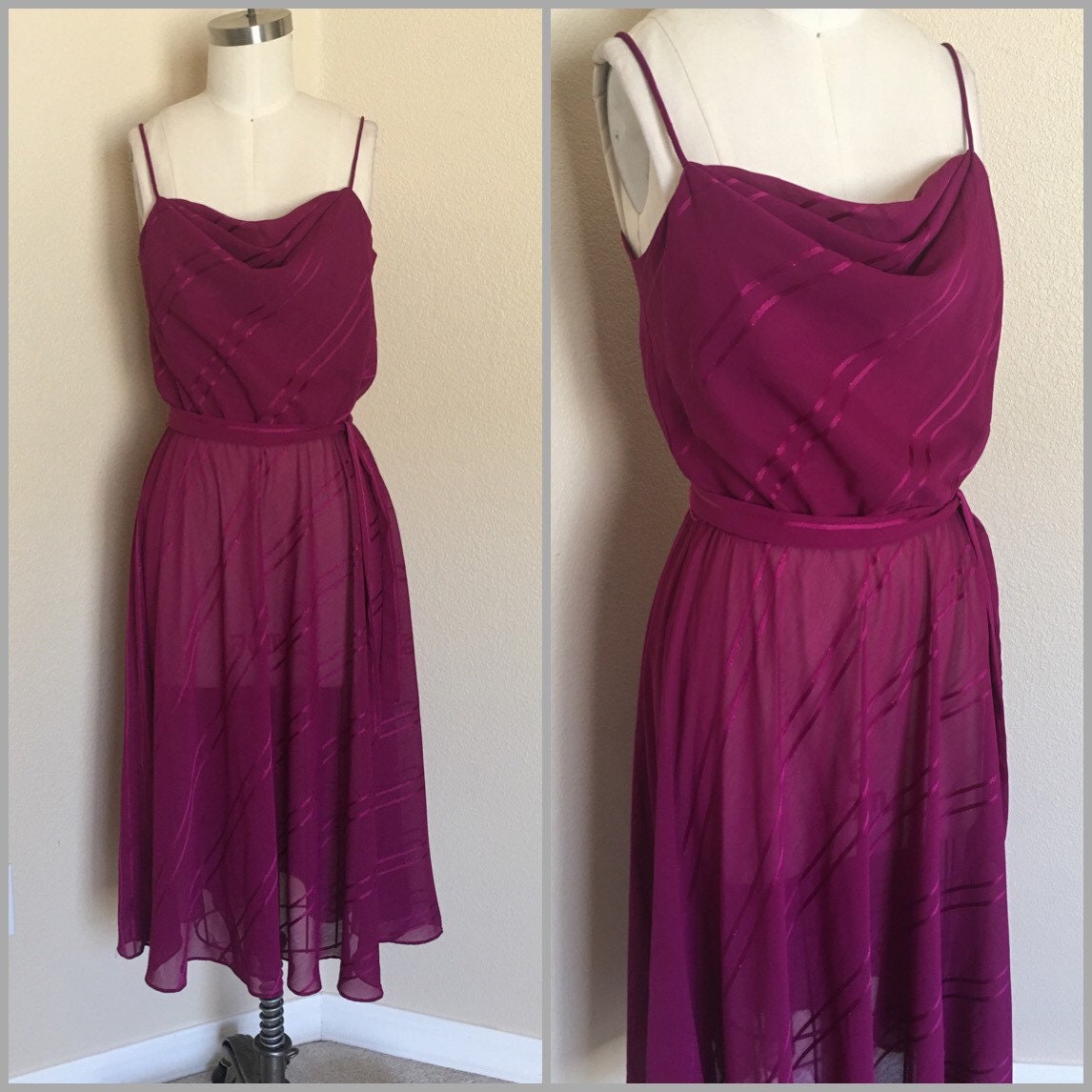 Vintage Purple Chiffon Dress Plum 