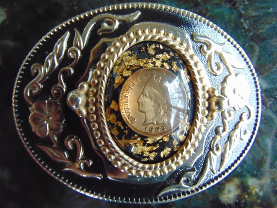 Vintage Indian Head Penny Belt Buckle, 1903 Indian