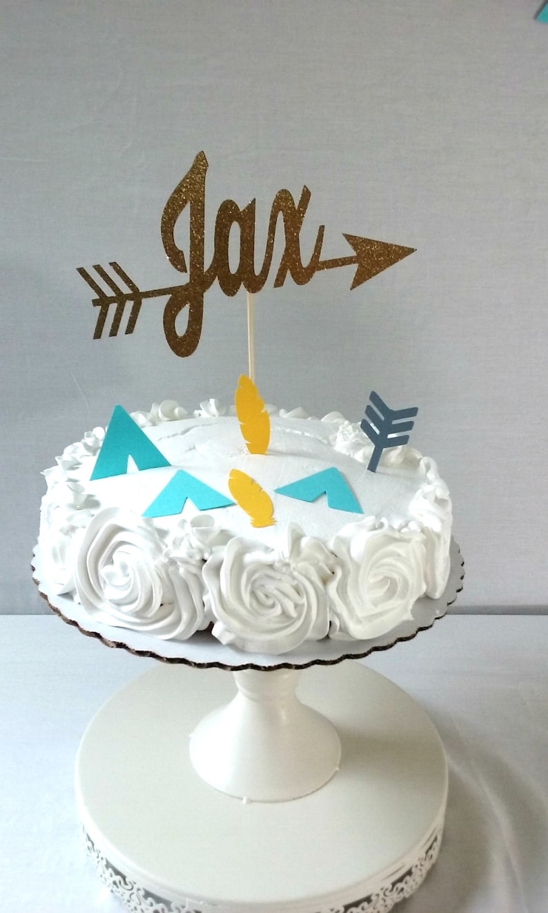 tribal birthday tribal party party supplies Name Cake Topper with Arrow