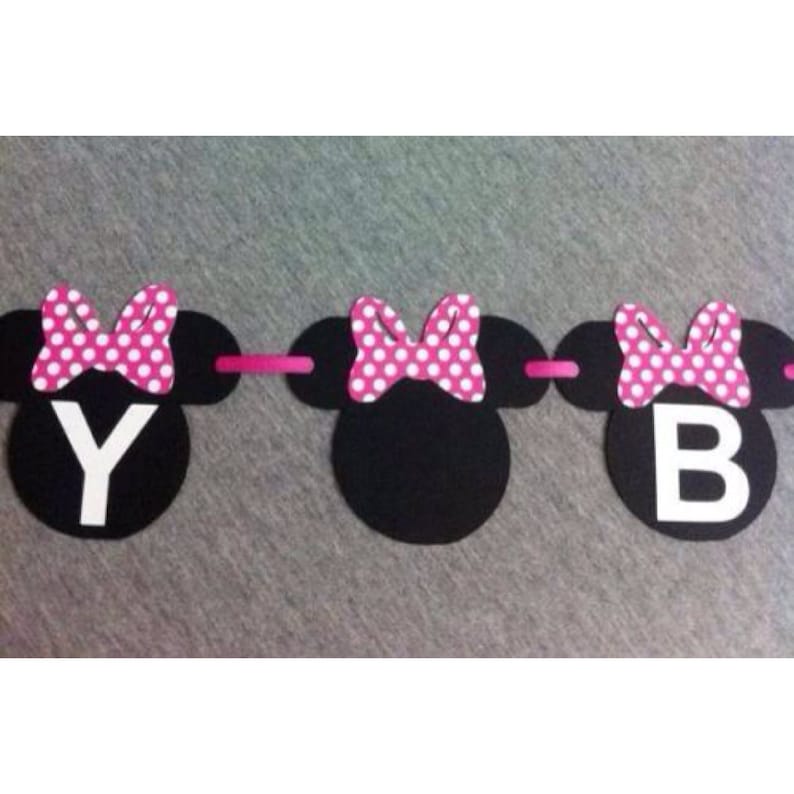 Minnie Mouse Happy Birthday Banner personalized with name and age