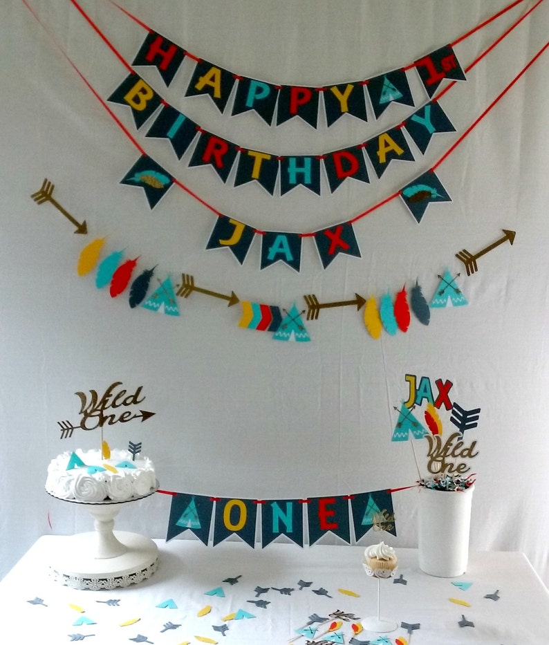 boy aztec wild one Table Decorations boho Party Supplies Tribal Confetti