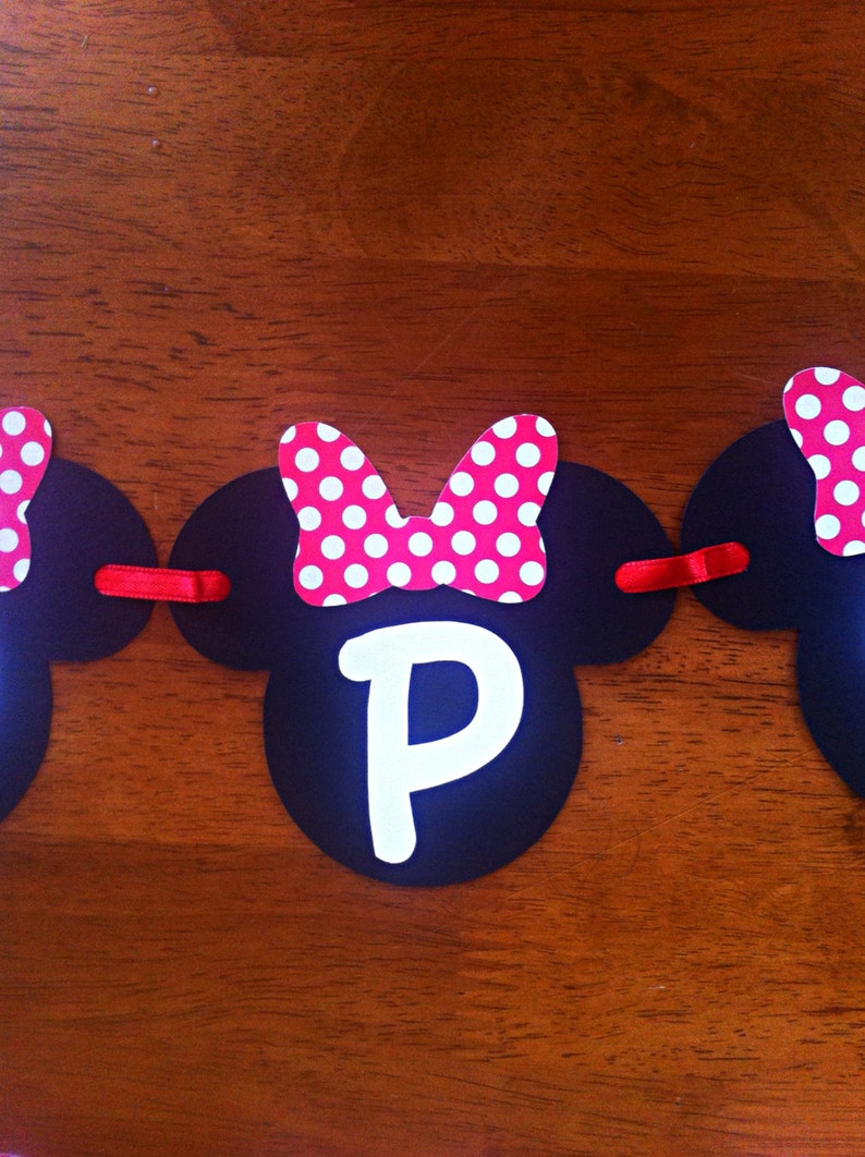 Minnie Mouse Happy Birthday Banner personalized with name and age