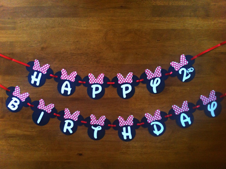 Minnie Mouse Happy Birthday Banner personalized with name and age