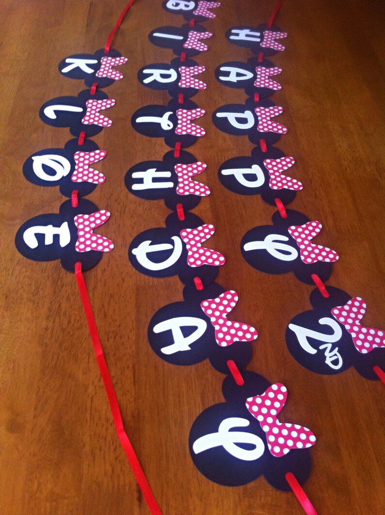 Minnie Mouse Happy Birthday Banner personalized with name and age