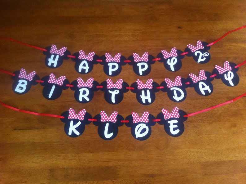 Minnie Mouse Happy Birthday Banner personalized with name and age