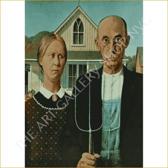 1930 Grant Wood-American Gothic regalo de arte de la pintura Foto Poster Print