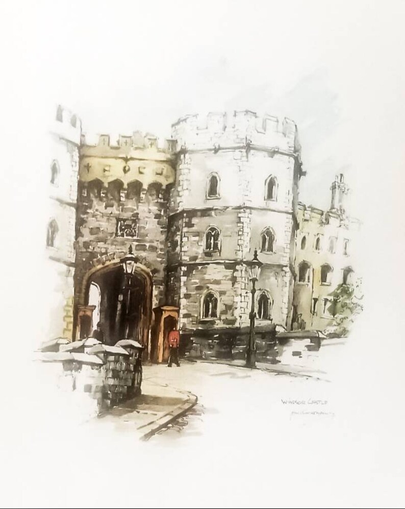 Jan Korthals Windsor Castle 1964 Original Lithograph