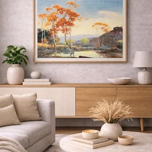 Orrin White Herbstreflexionen Lithographie - Vintage Landschaftskunst, 1949 Museum Vintage Prints