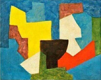 Serge Poliakoff Komposition MultiColore A Dominante Bleue 1968 Vintage Collotype