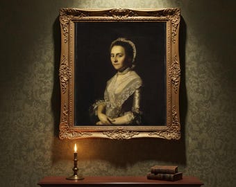 Retrato vintage de la señora John Bacon, litografía/Copley, impresión de museo de la década de 1940