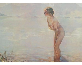 Paul Chabas September Morn 1912 Vintage Lithograph Large