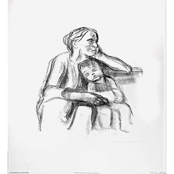 Kathe Kollwitz Slumber Vintage Lithograph