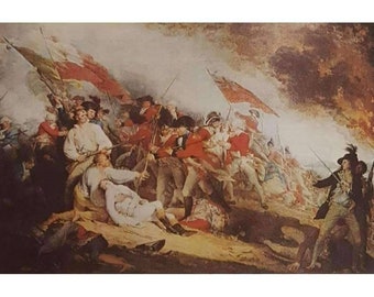 John Turmbull Battle Of Bunkers Hill 1775 Vintage Lithograph