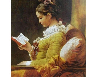 Jean Honore Fragonard Een jong meisje lezen 1776 Vintage Collotype