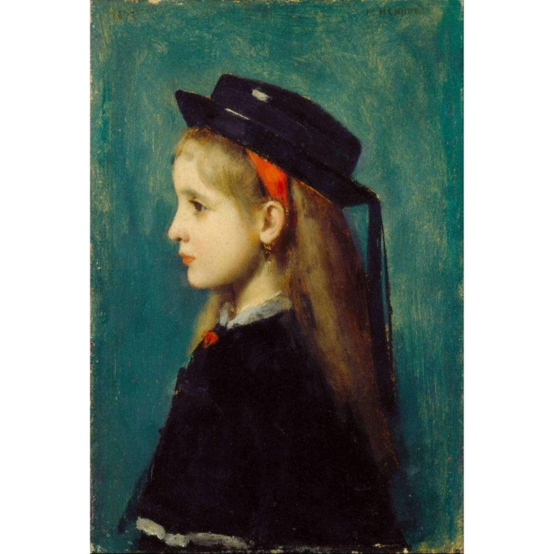 Jean Jacques Henner Alsatian Girl 1873 Vintage Lithograph image 1