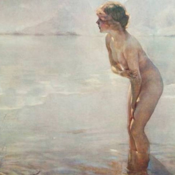 Paul Chabas September Morn 1921 Vintage Lithograph Small