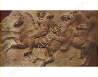 Reiter Panathenäischer Prozession Elgin Marmor Süd Vintage Lithographie | Museum Vintage Drucke