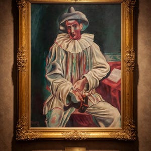 Picasso Pierrot Lithograph | 1918 Neoclassical Commedia dell'arte Print