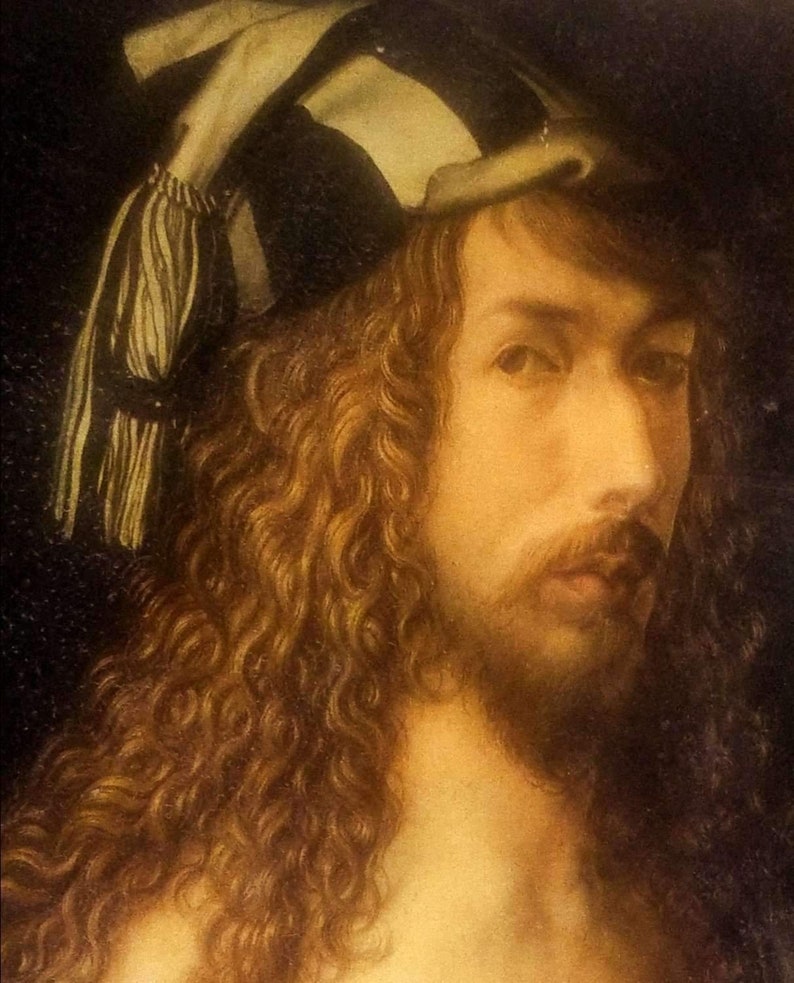 Albrecht Durer Self Portrait 1498 1500 Vintage Woodblock