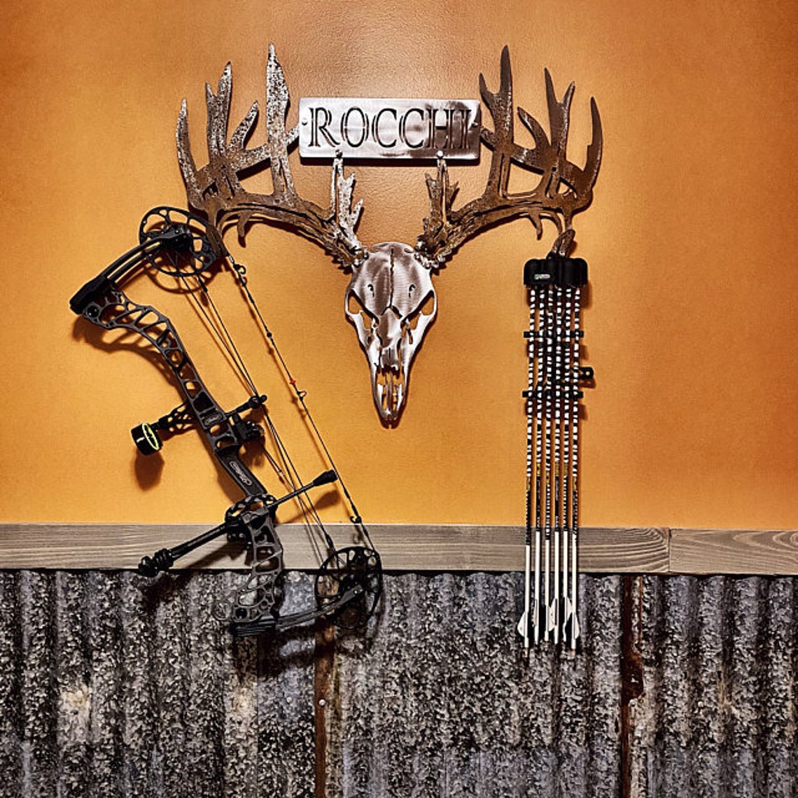 Metal Deer Skull Bow Rack with Custom Name Plate or Logo Etsy