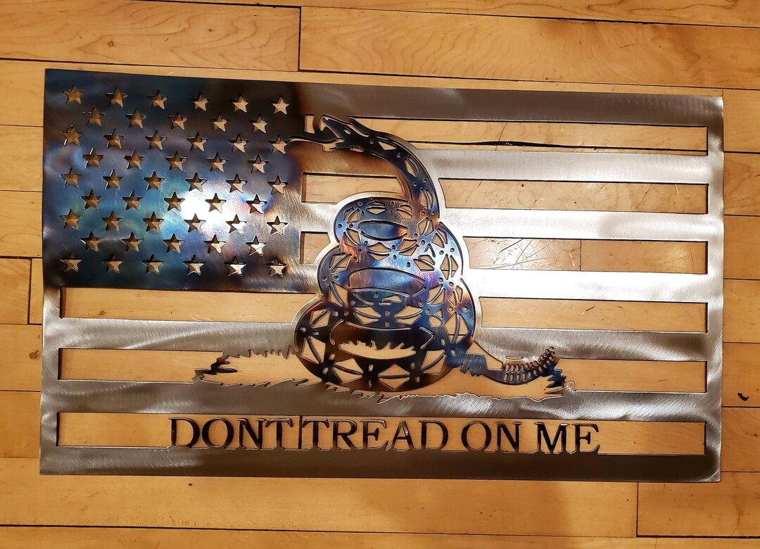Don't Tread on Me American Flag Metal Signage, Handmade in US ...