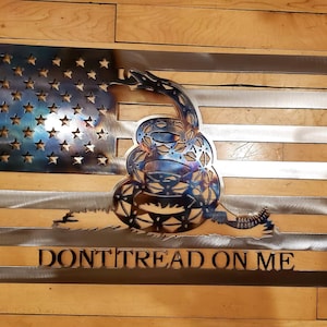 Gadsden Flag Metal Wall Art: Don&#39;t Tread on Me, American Flag