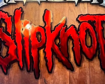 Letrero de metal de Slipknot hecho a mano: decoración artística de metal pesado ornamentada