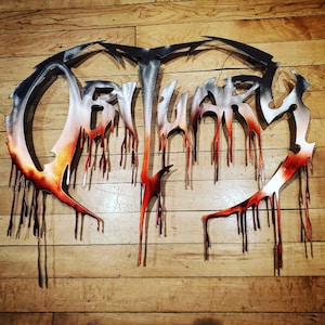 Obituary tribute sign - Metal Art Sign , heavy metal, thrash metal, handmade, death metal, handmade memorabilia, slayer, Lamb of God