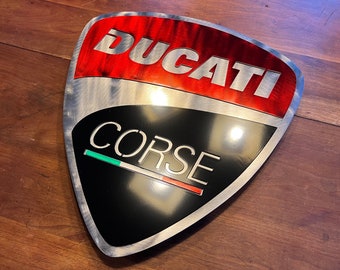 Ducati Corse Commemorative sign, Layered Handmade in WI USA, Metal Sign, tribute metal art, garage art, MV Agusta, Aprilia