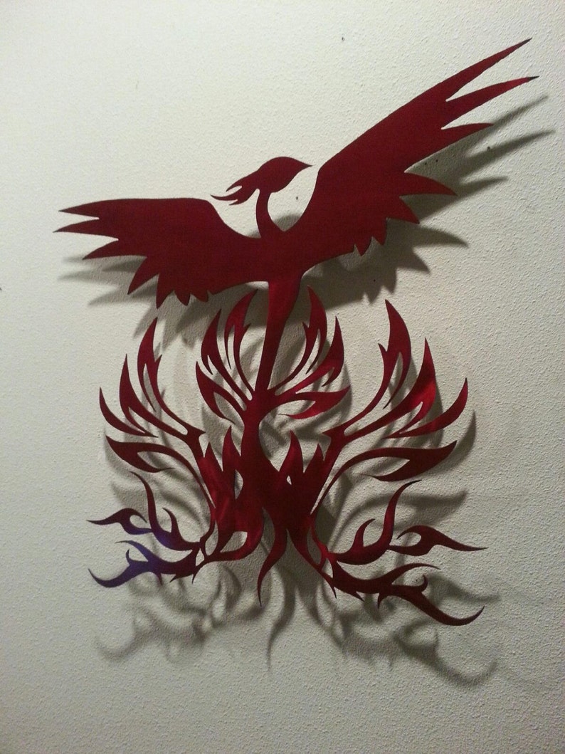 Fire Red Phoenix 24'' Metal Art Sign Wall Art Etsy