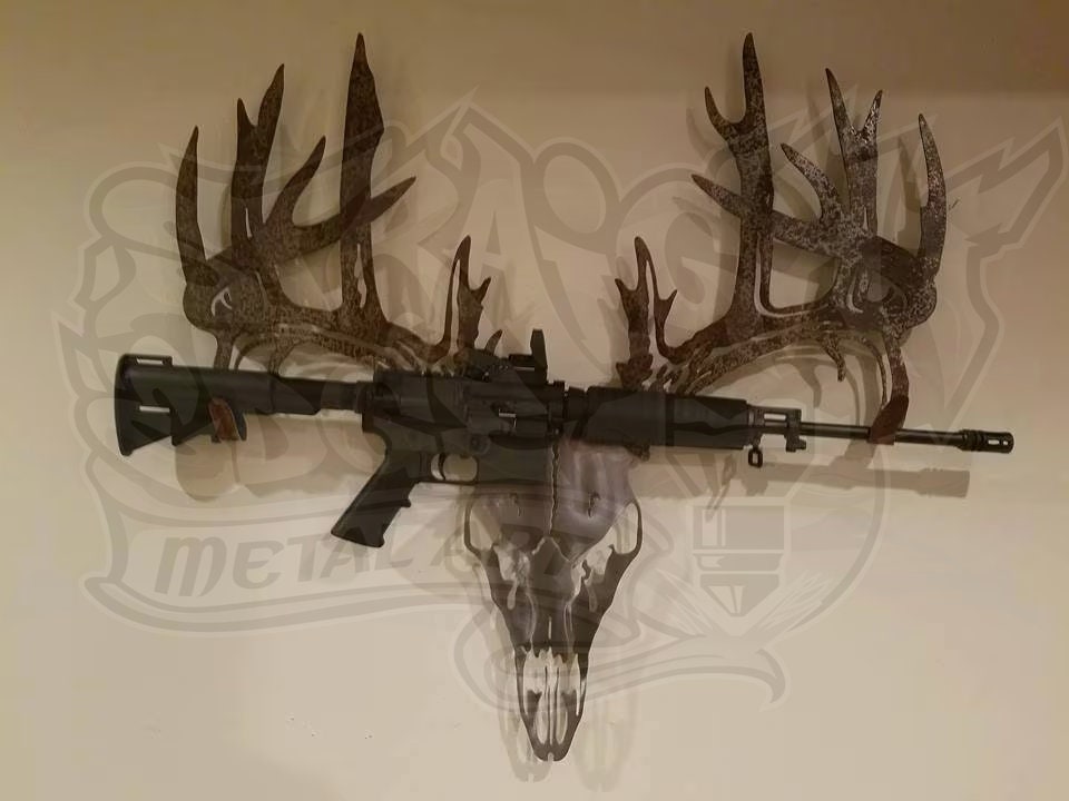 Deer Ribs Rifle Rack Metal Deer Skull Rifle Rack, Shotgun Mount Holder, Hunting Gift ...