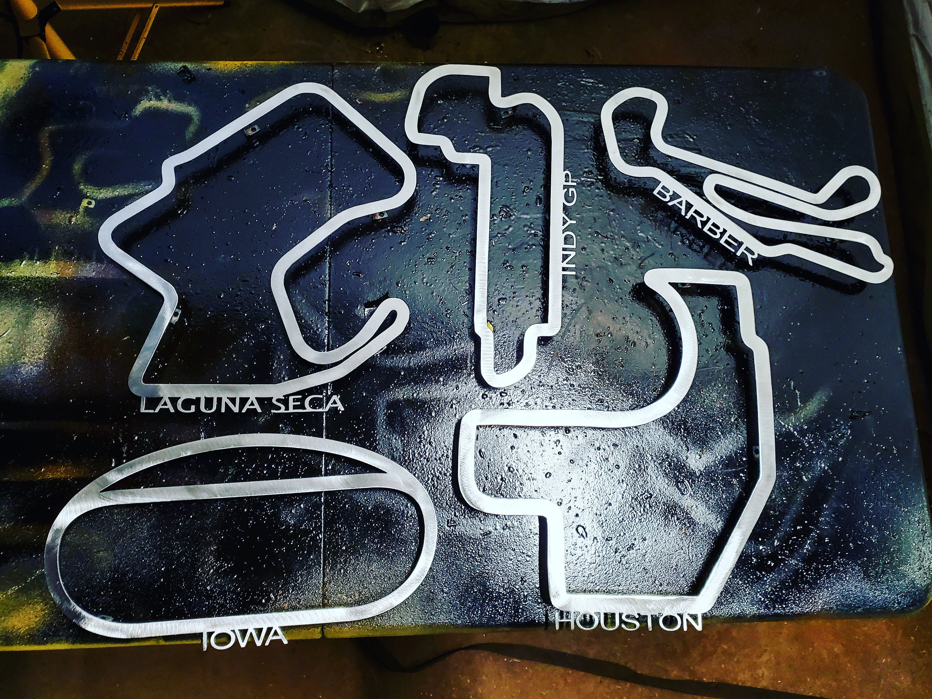 Custom Metal Race Track Art with BRACKETS Man Cave Etsy