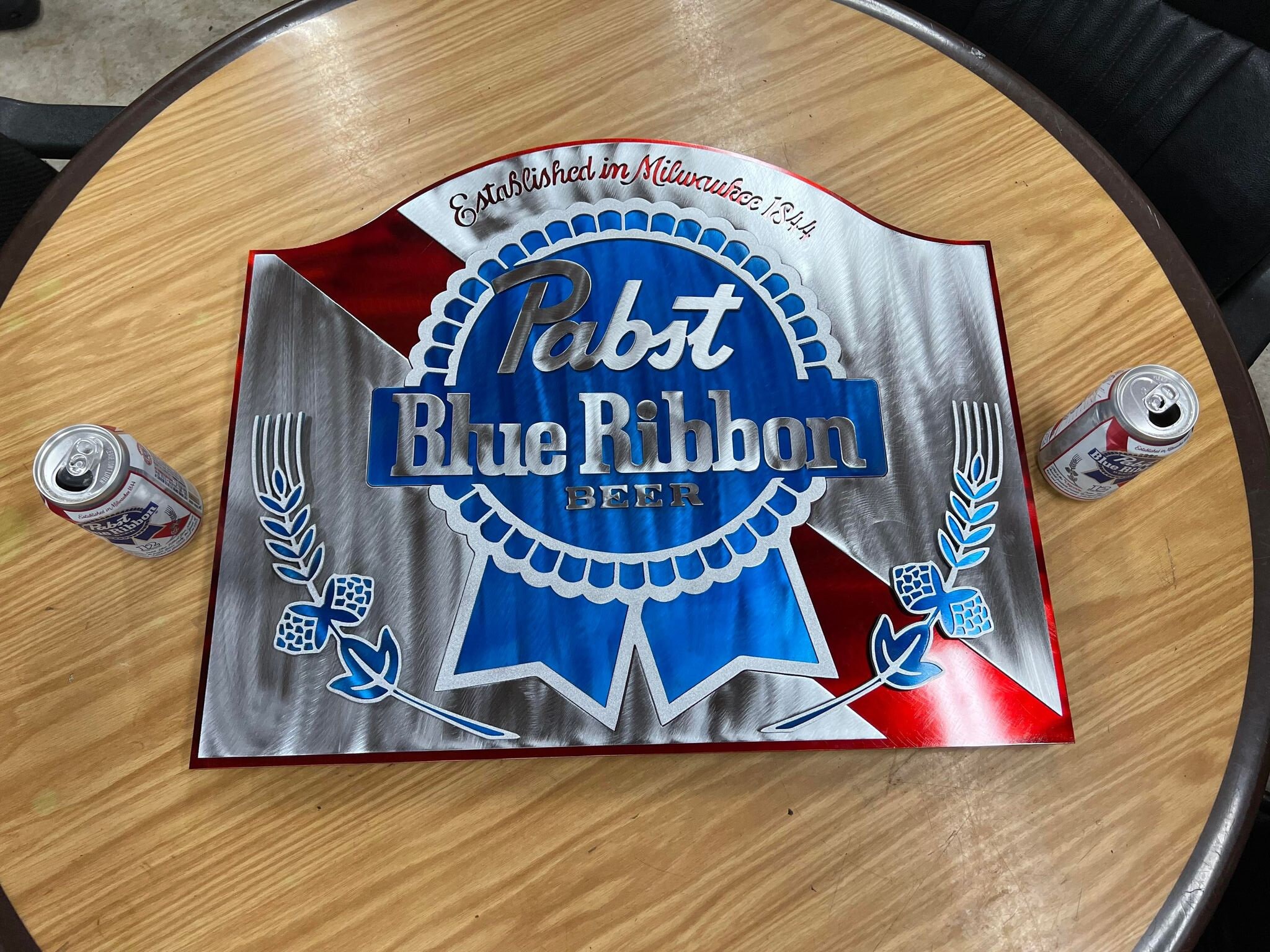 Pabst Blue Ribbon, PBR, Beer Signs Multi-layer Handmade in WI USA