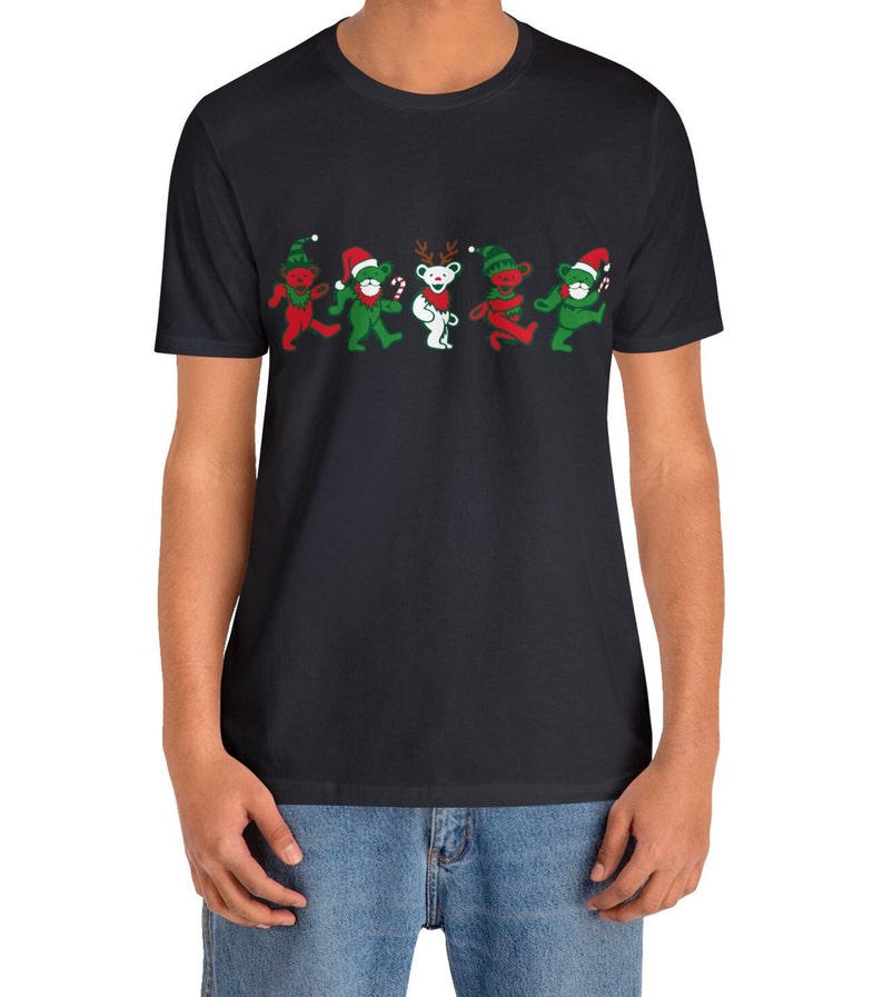 Dark Gray Christmas Dancing Bears Tshirt Holiday Colored Jerry Garcia ...