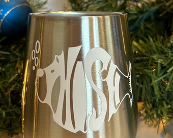Gift for Phish Fan Drink Tumbler Metal Cocktail Glass with Phish Logo Great Gift for Phish fan Wine Glass with lid and straw