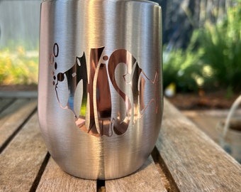 Gift for Phish Fan Drink Tumbler Metal Cocktail Glass with Copper Metallic Phish Logo Great Gift for Phish fan Wine Glass with lid and straw
