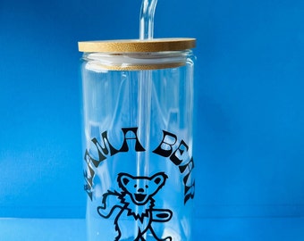 Grateful Dead Glass Mama Bear Gift for Grateful Dead Fan Tumbler Papa Bear Present Jerry Bear Print Cup Grateful Dead Dancing Bears Cup