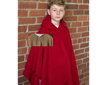 Mantoque (Unisex para niños: con capucha con flecos con cordones)