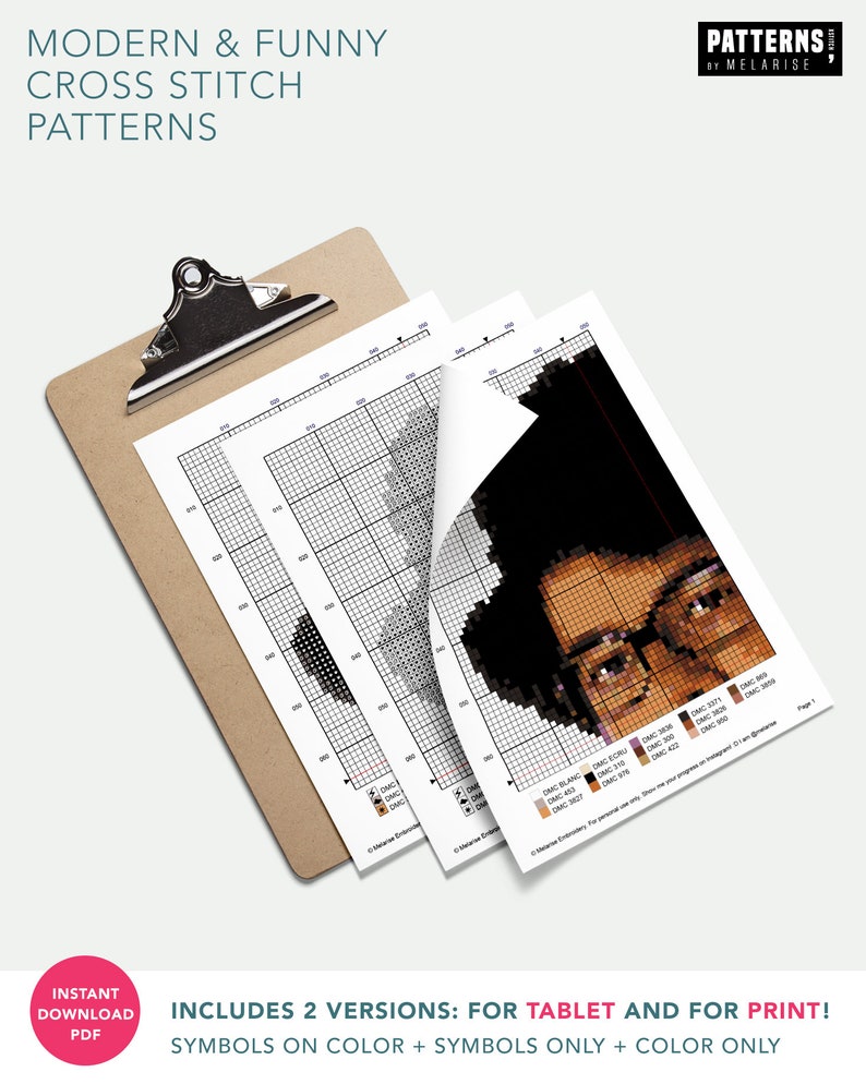 Moss IT Crowd Cross Stitch Pattern \u2022 Maurice Moss \u2022 TV Show Cross Stitch \u2022 Download PDF \u2022 Portrait Embroidery \u2022 Funny Cross Stitch Pattern