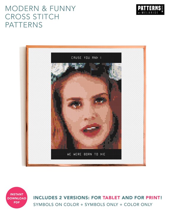 Lana Del Rey Born To Die Cross Stitch Pattern Music Lyrics Etsy