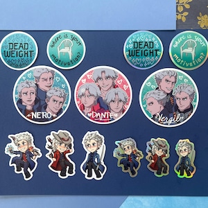 May include: A collection of stickers featuring anime-style illustrations. The stickers include circular designs with the text "DEAD WEIGHT" and "where is your motivation?" along with character portraits. Smaller stickers depict characters in action poses.