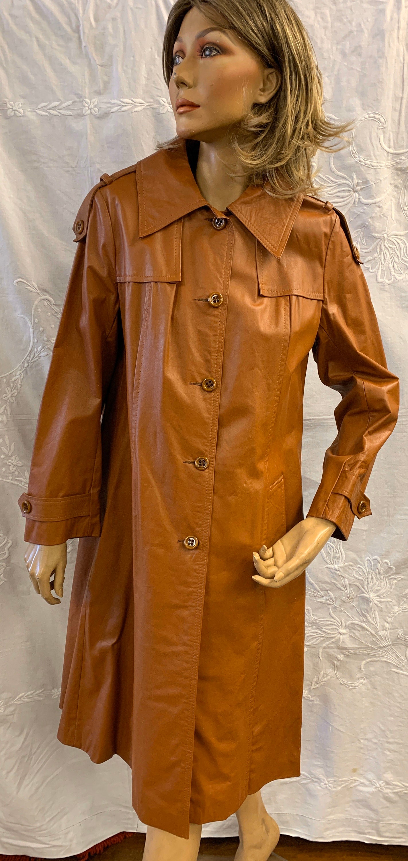 Image of ’S Burnt Orange Leather Coat Size Uk -
