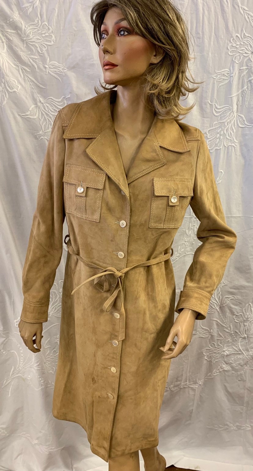 Image of stunning Vintage Suede Coat From Selfridge's Of London. The Douglas Range Paris. Size  Uk -